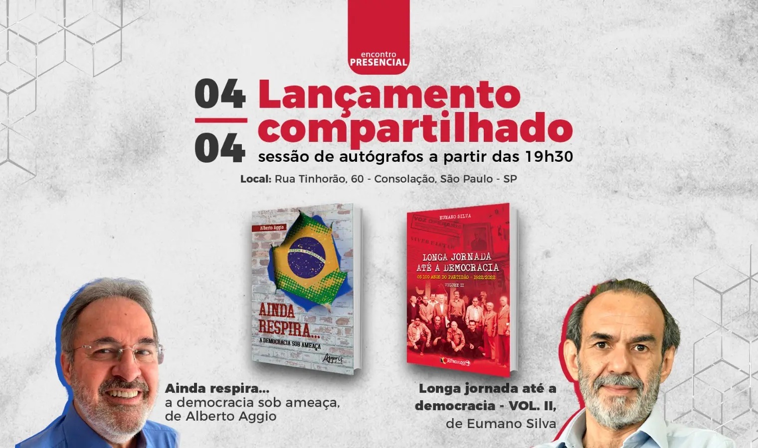 Eumano Silva e Alberto Aggio lanam seus livros quinta-feira, em So Paulo