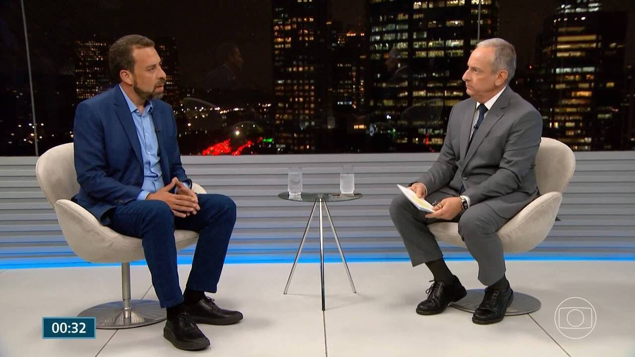 Guilherme Boulos  entrevistado por Jos Roberto Burnier no SP2, da TV Globo