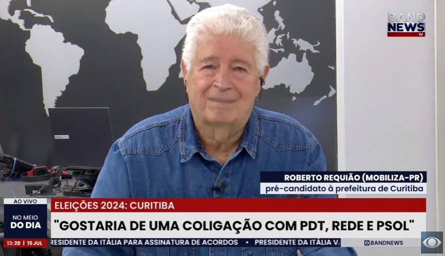 Pr-candidato  Prefeitura de Curitiba, Roberto Requio  entrevistado pela Band News TV