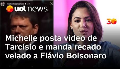 Michelle posta v�deo de Tarc�sio e manda recado velado a Fl�vio Bolsonaro