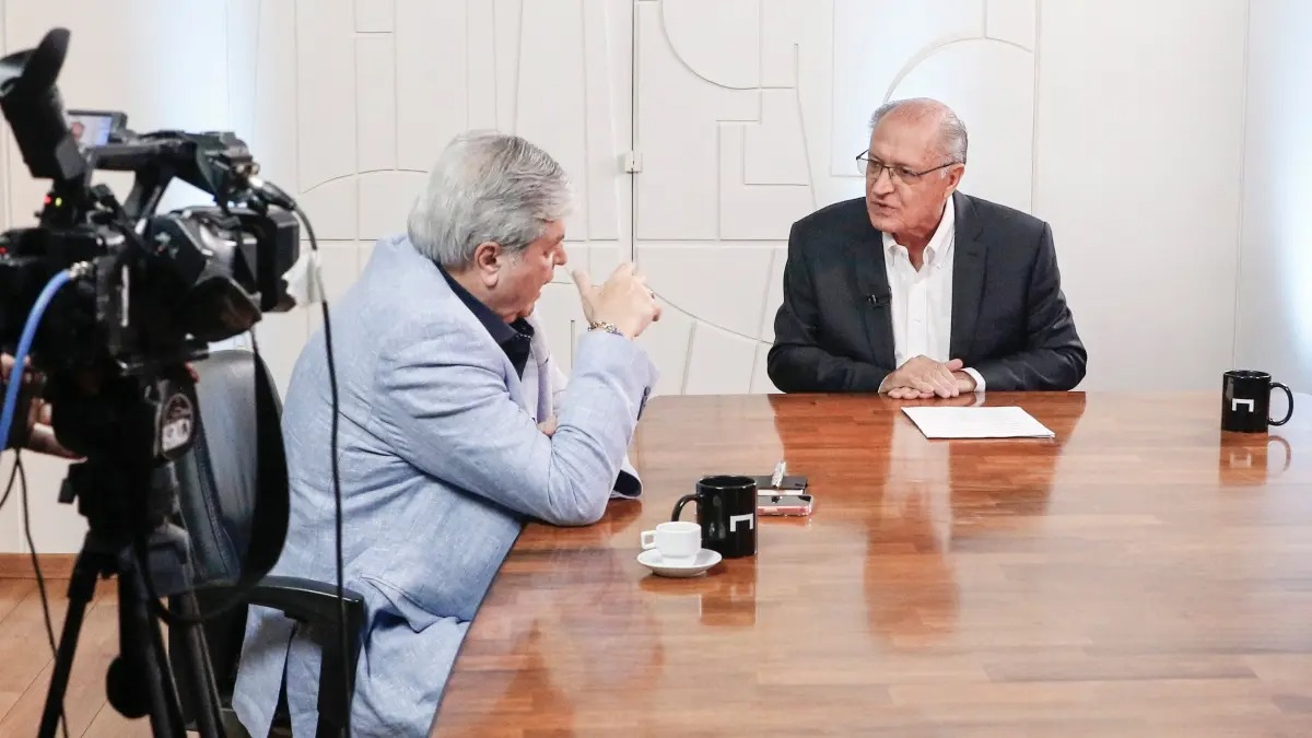 Geraldo Alckmin � o entrevistado na estreia do programa 'Na Mesa com Datena', na TV Brasil