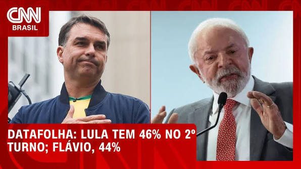 Datafolha: Lula tem 46% no 2º turno; Flávio, 44%